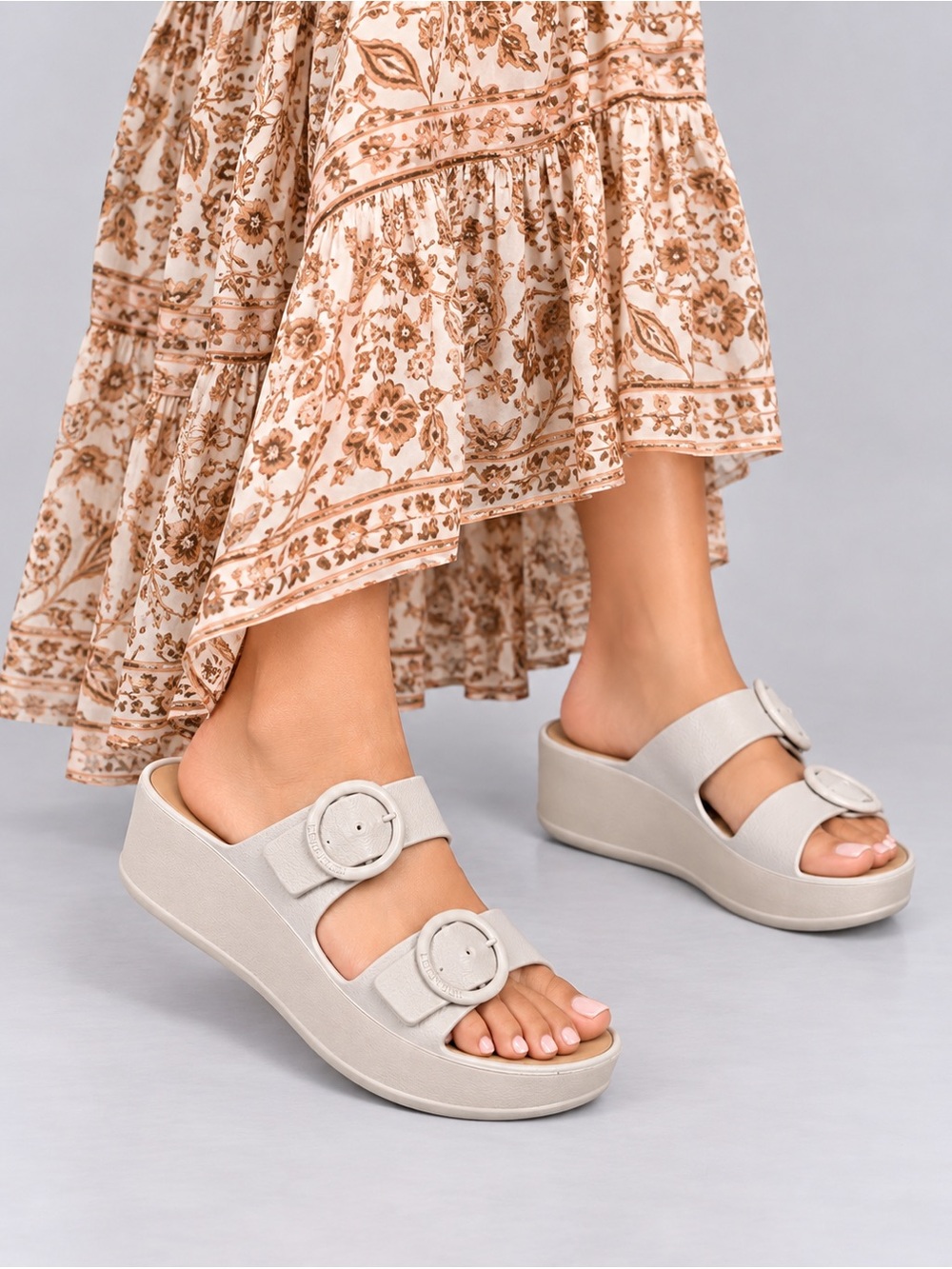 Ladies Lemon Jelly White Platform Slide Mules